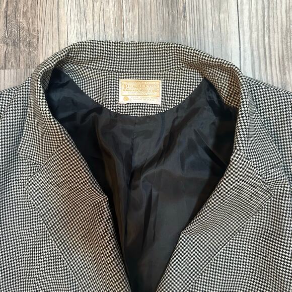 Vintage Pendleton Houndstooth Blazer Women’s Size 14 Black White Tapered Back - Picture 2 of 10
